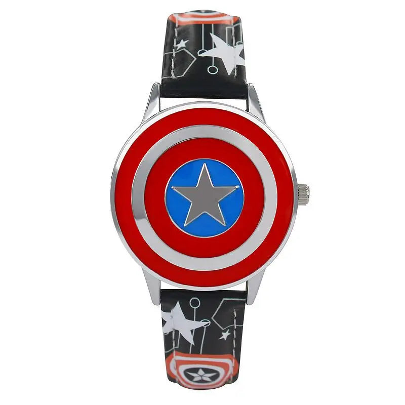 Dziecięcy zegarek Avengers Captain America – czarny pasek w gwiazdki