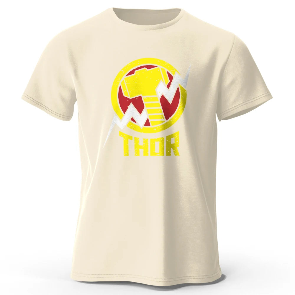 Czarny T-shirt Thor – vintage’owe logo młota i błyskawicy
