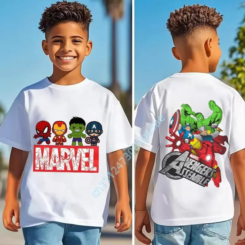 Dziecięcy T-shirt Avengers Assemble - logo grupy na plecach