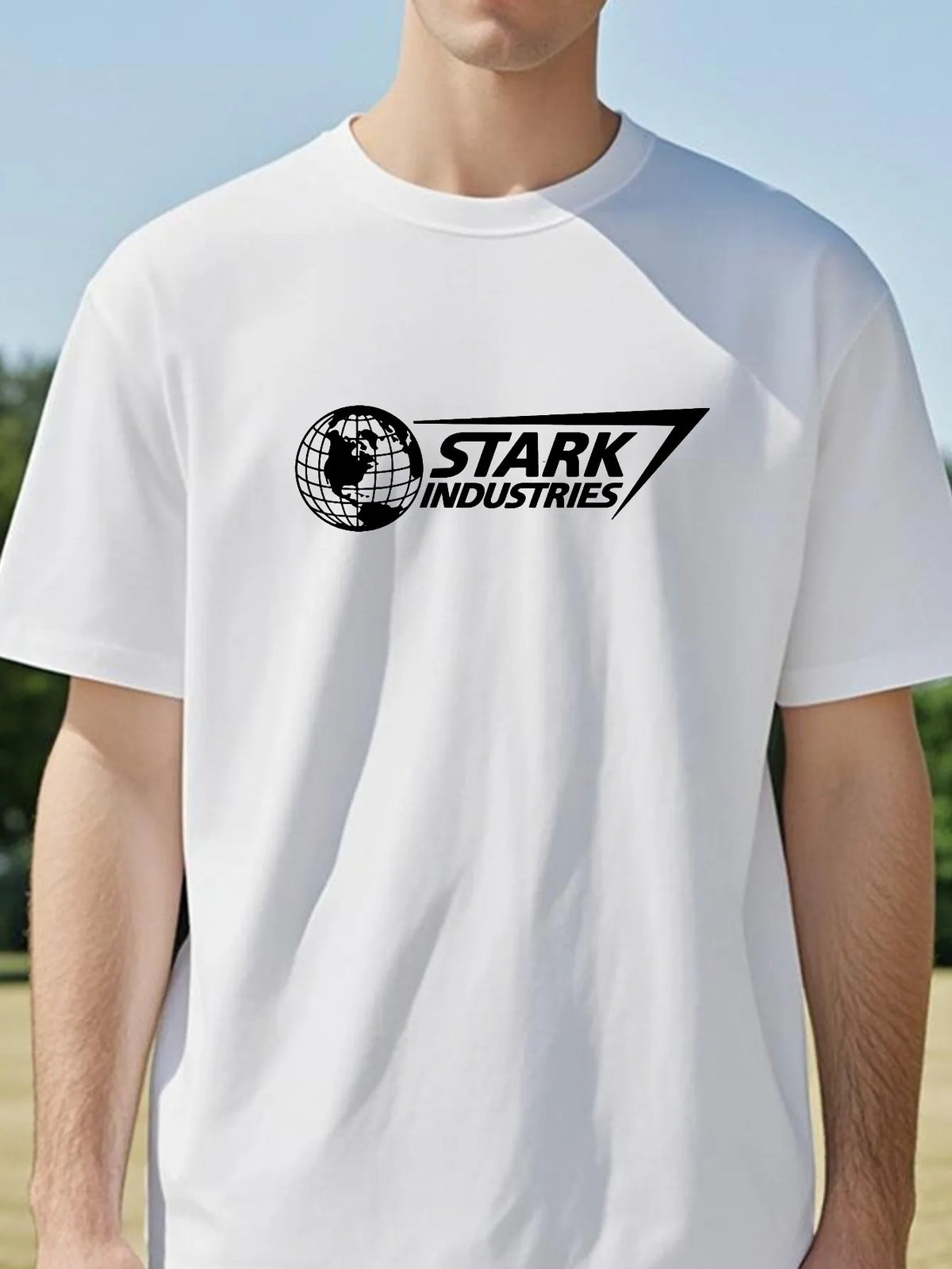 Oversize’owy T-shirt Stark Industries – czarne logo