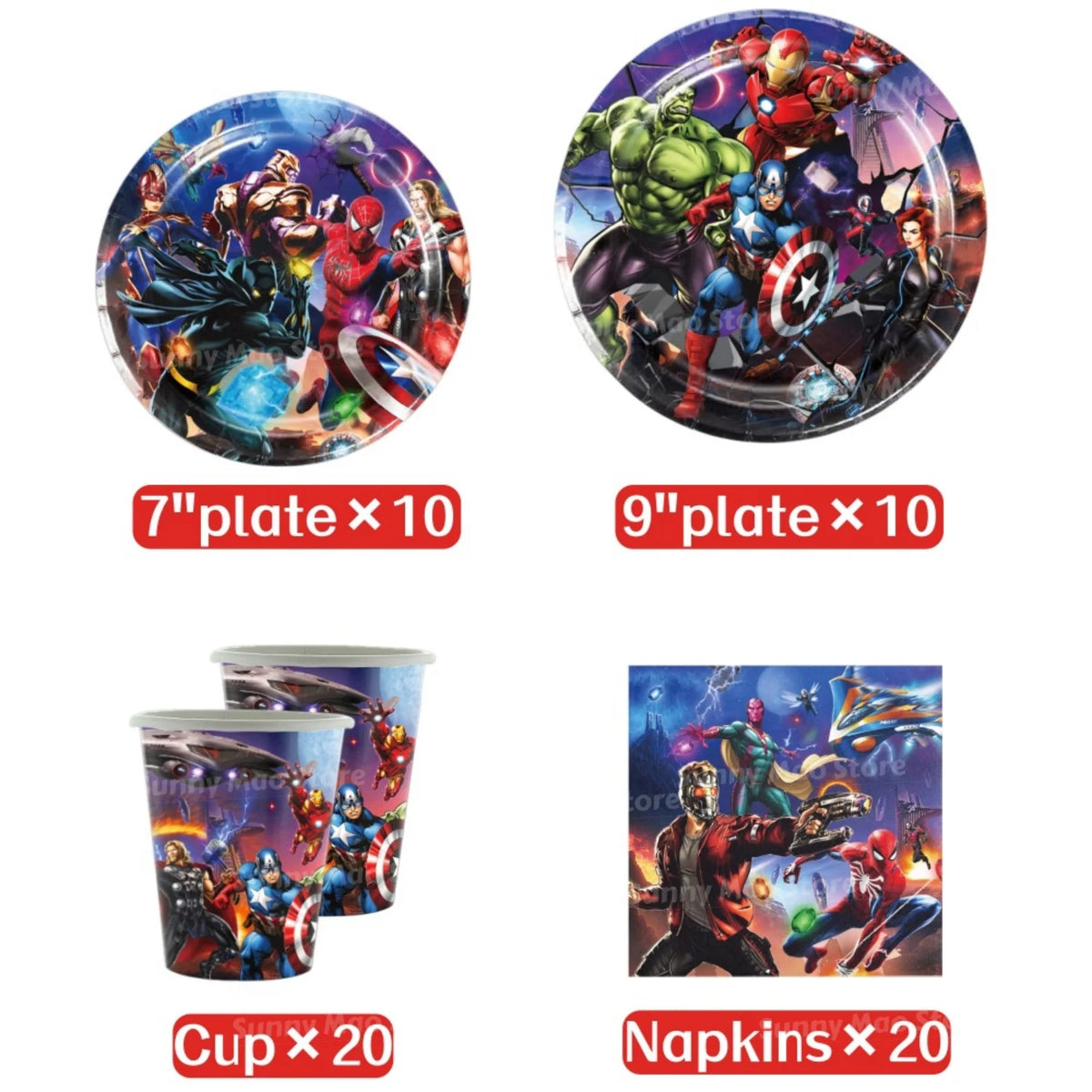 Zestaw dekoracji urodzinowych Avengers – balony z cyframi Iron Man Spider-Man