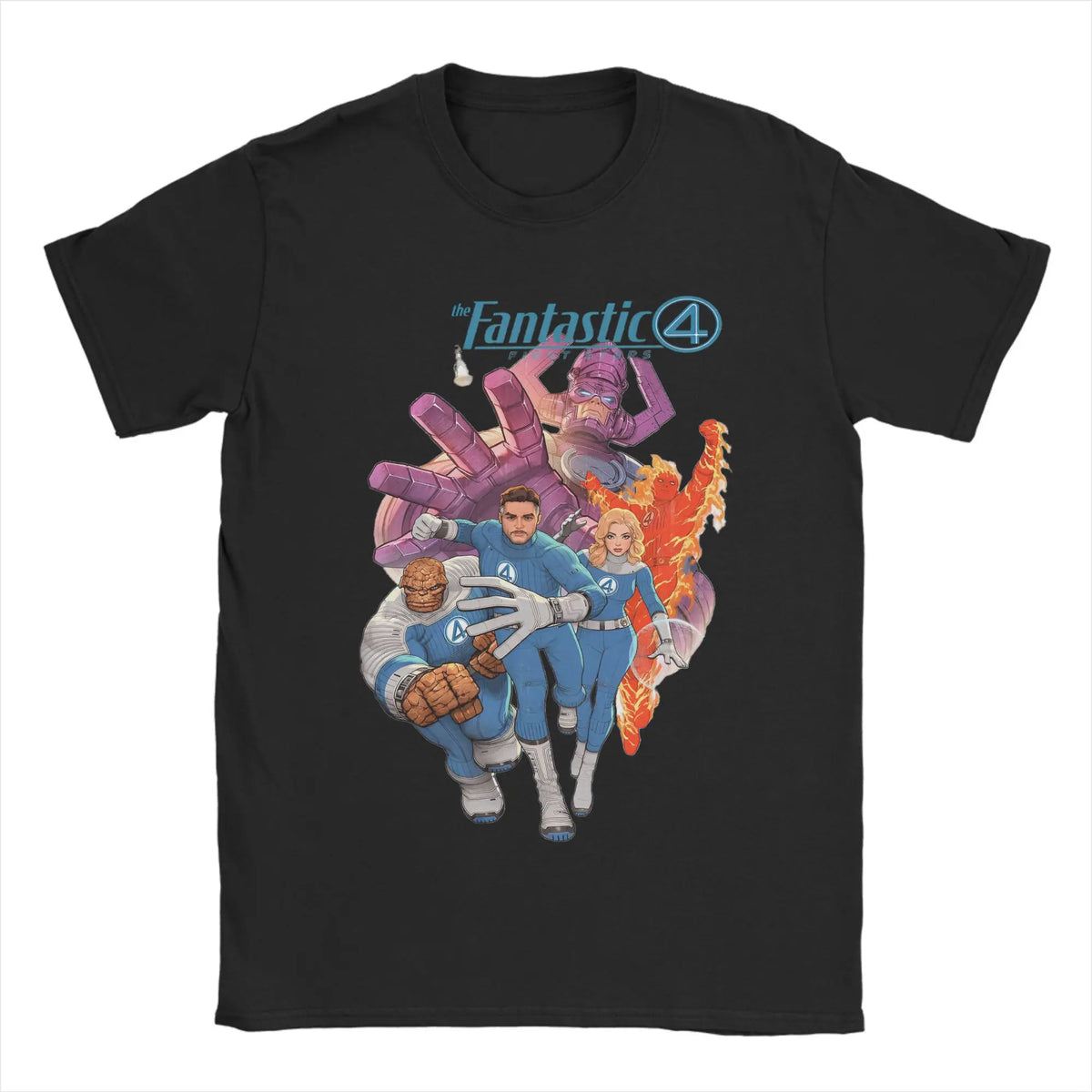 T-shirt The Fantastic 4 First Steps – retro niebieski plakat, unisex