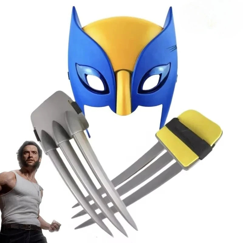Zestaw cosplay Wolverine – niebiesko-żółta maska i wysuwane pazury