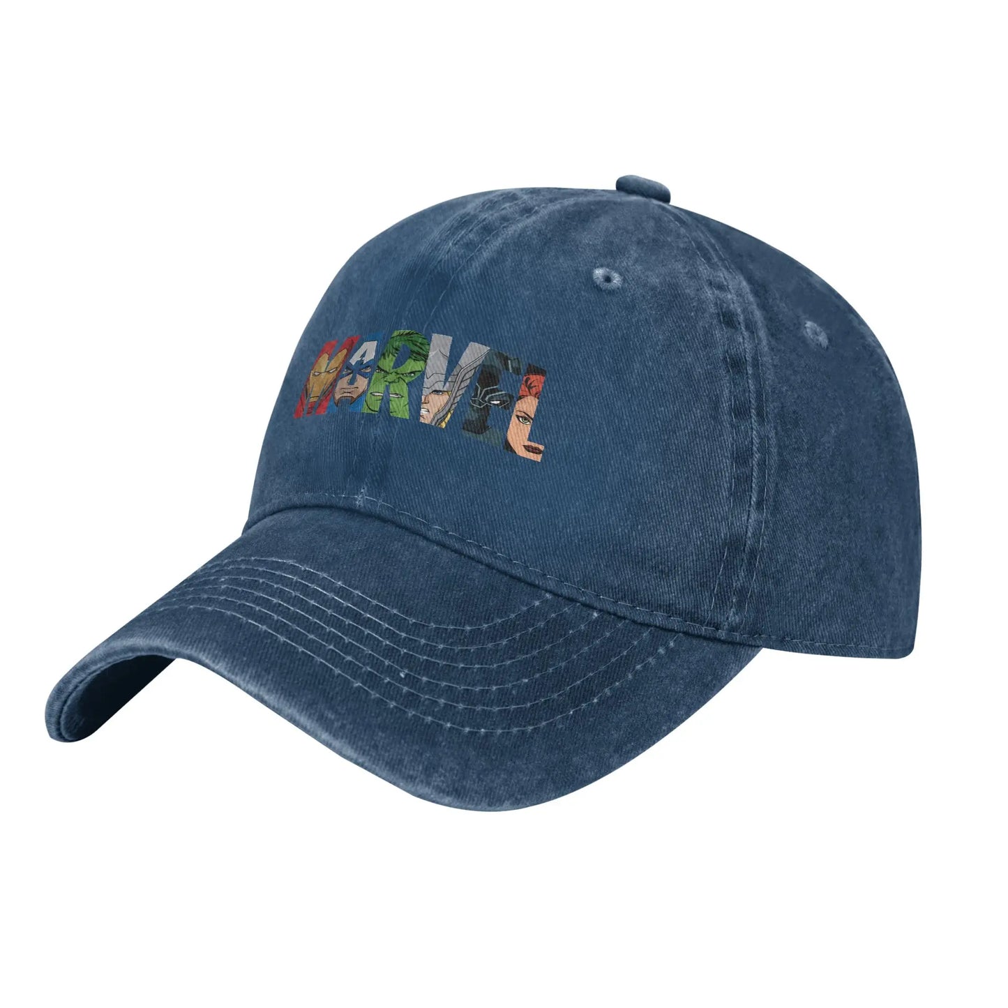 Czapka Avengers – haftowane logo bohatera Marvela, niebieski sprany denim