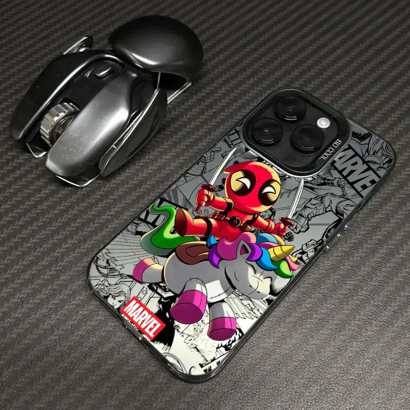 Etui Xiaomi Avengers Deadpool – chibi jednorożec, czarna obwódka