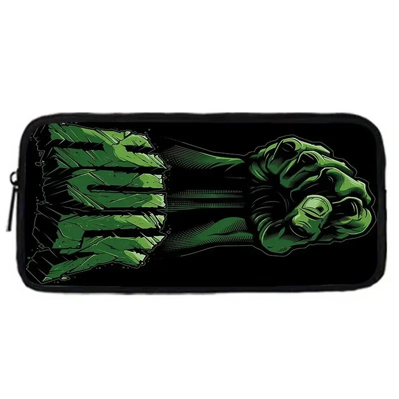 Piórnik Hulk – wektorowa pięść w neonowym zielonym stylu