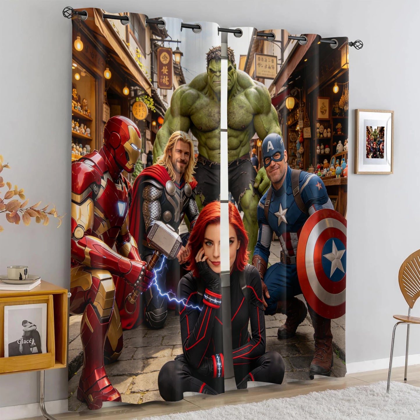 Zasłony Avengers Superhero – zaciemniające, Hulk w zieleni