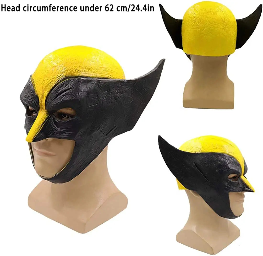 Maska cosplay Wolverine — żółto-czarna lateksowa maska zakrywająca połowę twarzy