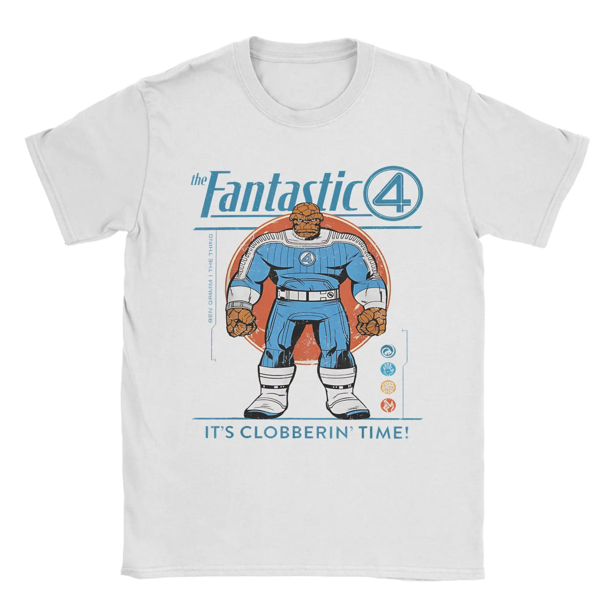 T-shirt The Fantastic 4 First Steps – retro niebieski plakat, unisex
