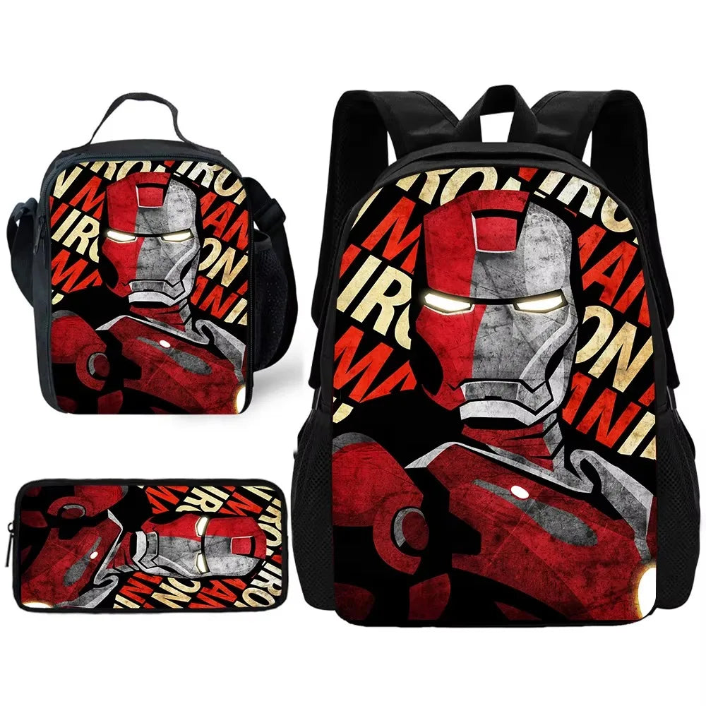 Zestaw z tornistrem Avengers Iron Man – twarz w stylu pop-art, czerwień i szarość