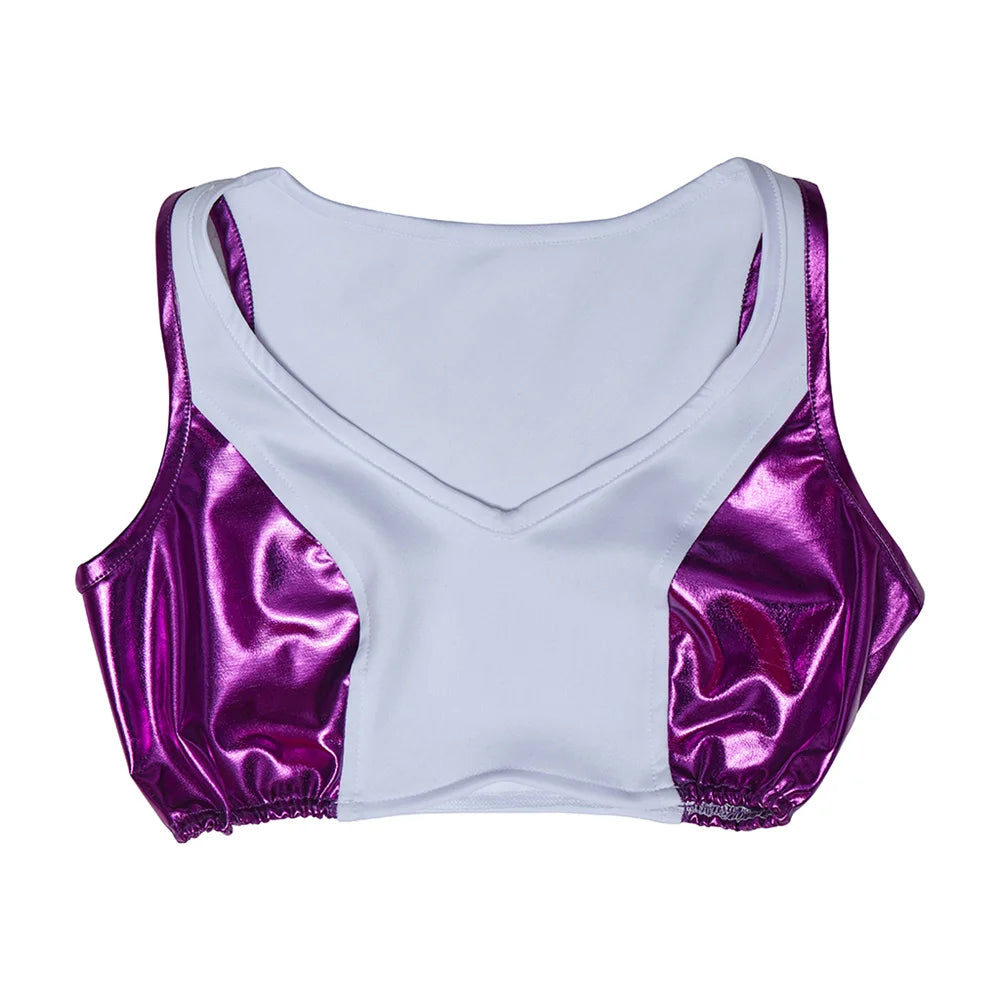 Sportowy top She-Hulk – biały i fioletowy crop top