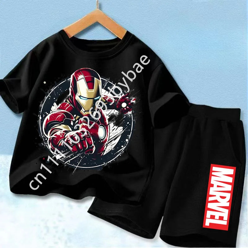 Dziecięcy T-shirt Avengers Iron Man — całkowicie czarny komplet
