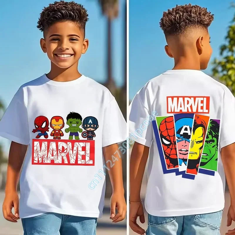 Koszulka dziecięca Marvel – Pop-artowe twarze Spider-Mana, Kapitana Ameryki i Hulka