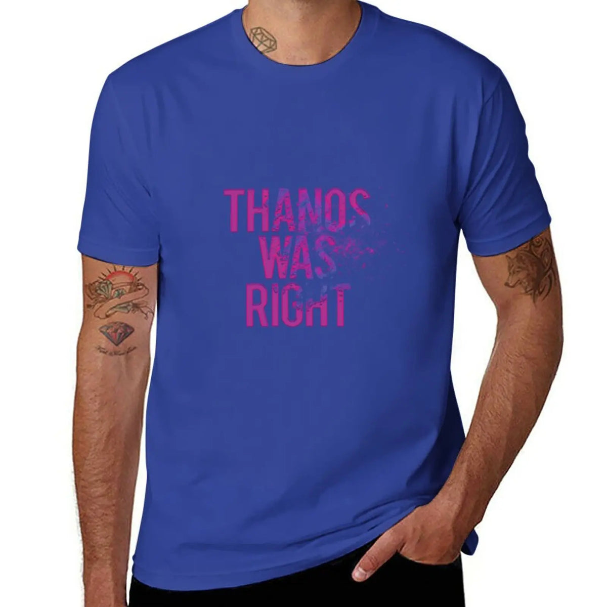 Koszulka Thanos Was Right – męska, napis z efektem pyłu