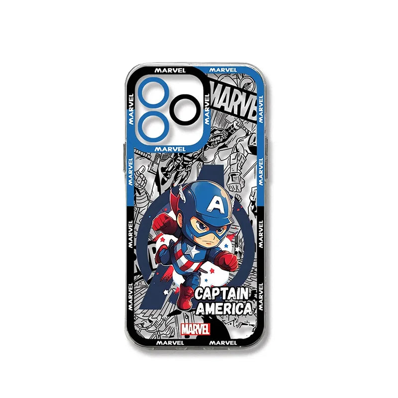 Etui Oppo Kapitan Ameryka – chibi Marvel, niebieskie komiksowe tło