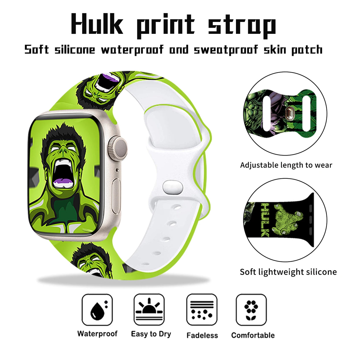 Pasek do Apple Watch Hulk – komiksowa klatka