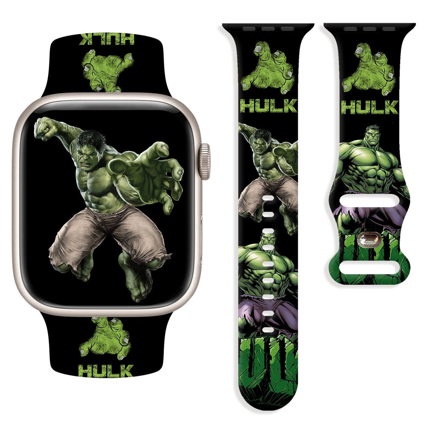 Pasek do Apple Watch Hulk – skok, logo HULK, czarne tło