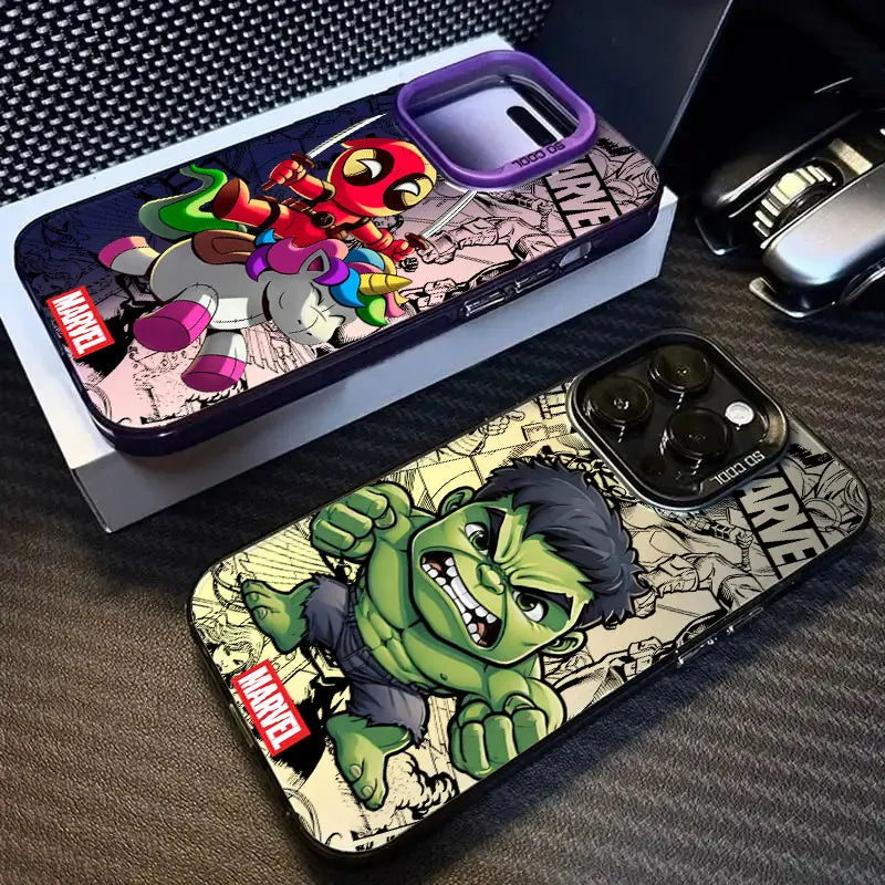 Etui na Xiaomi Avengers Deadpool – jednorożec chibi, różowa obwódka