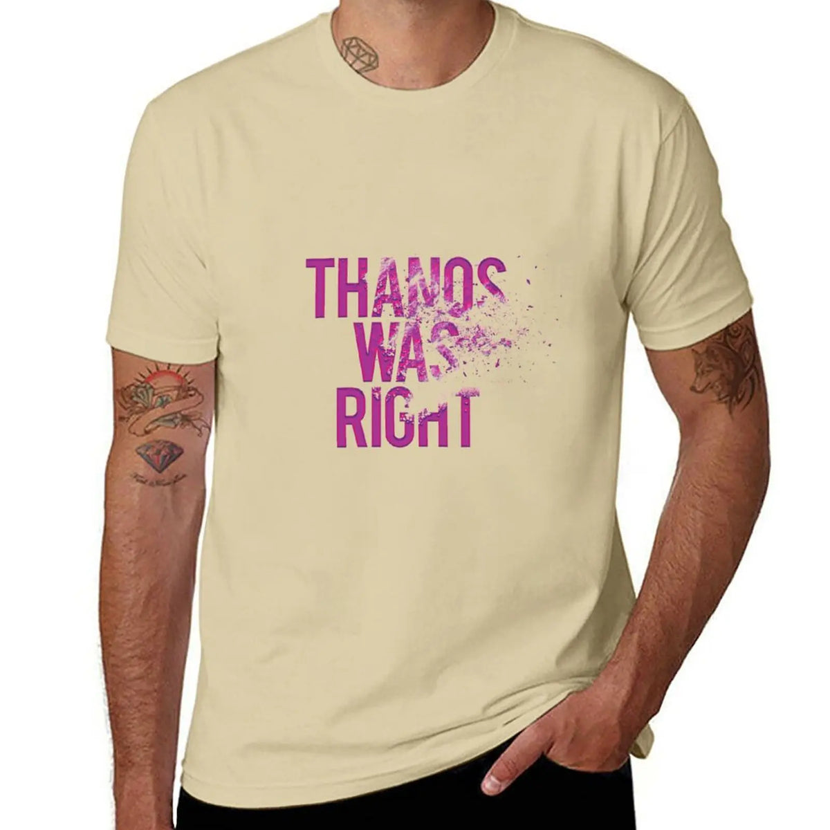 Koszulka Thanos Was Right – męska, napis z efektem pyłu