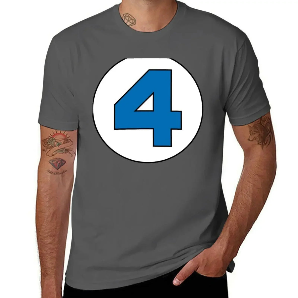 T-shirt The Fantastic 4 – duże czarne logo, fason oversize