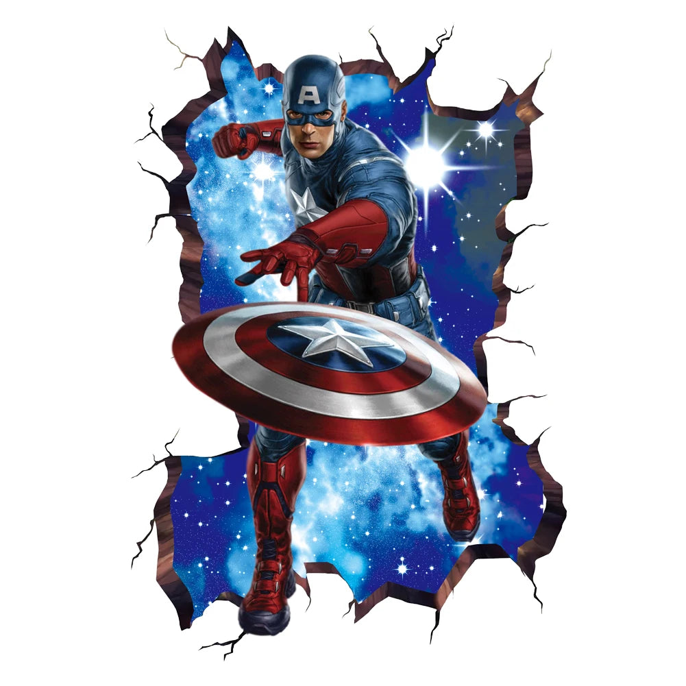 Naklejka ścienna Avengers Kapitan Ameryka – dekoracja 3D do pokoju dziecięcego