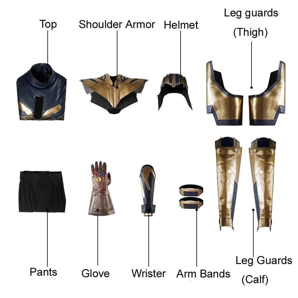 Kostium Thanos – granatowo-złota zbroja Endgame z butami