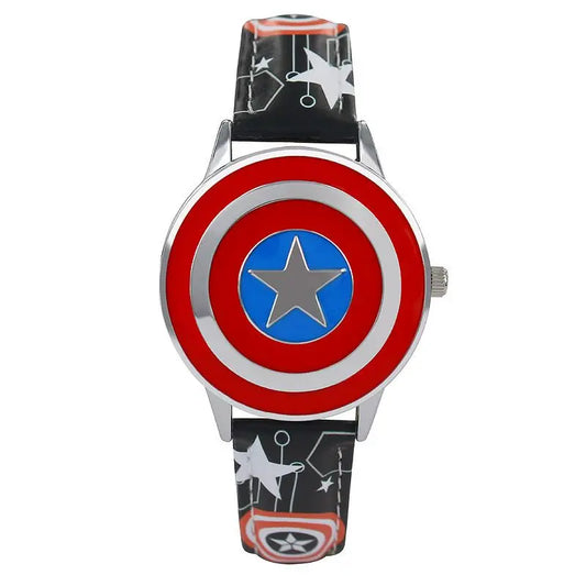 Dziecięcy zegarek Avengers Captain America – czarny pasek w gwiazdki