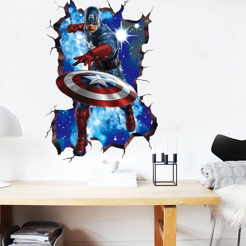 Naklejka ścienna Avengers Kapitan Ameryka – dekoracja 3D do pokoju dziecięcego