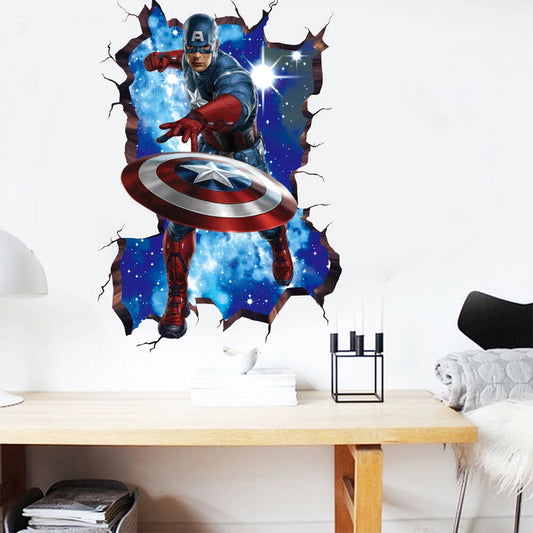 Naklejka ścienna Avengers Kapitan Ameryka – dekoracja 3D do pokoju dziecięcego