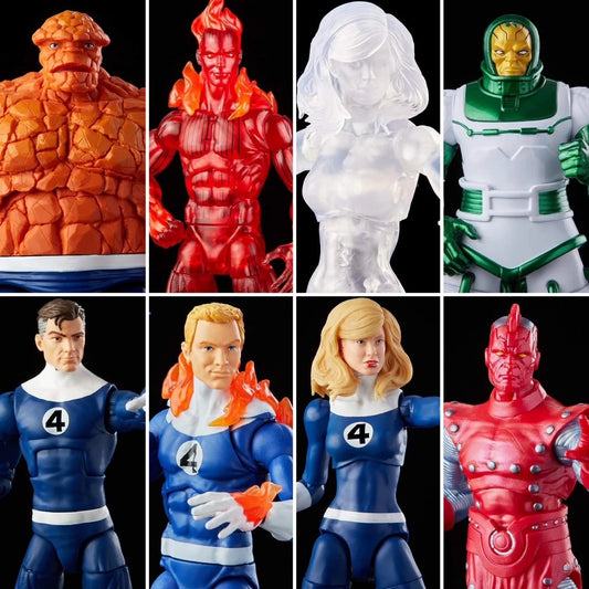 Figurka Marvel Legends Fantastic Four Retro Wave – The Thing, Ludzka Pochodnia, Niewidzialna Kobieta, M. Fantastyczny, Psycho-Man, 6 cali