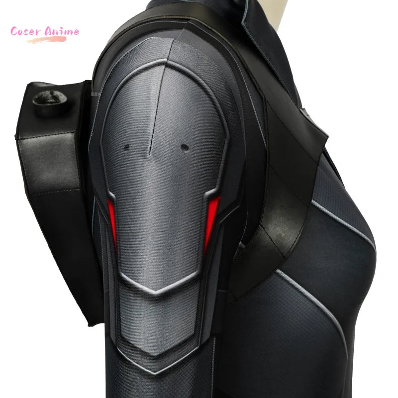 Kostium cosplay Black Widow z filmu - czarny kombinezon ze złotym paskiem, dla dorosłych