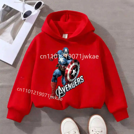 Dziecięca bluza z kapturem Avengers Kapitan Ameryka Solo – czerwona