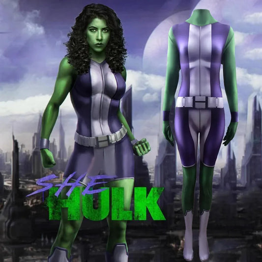 Strój She-Hulk – fioletowo-biały kombinezon