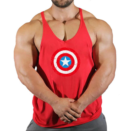 Męski top fitness Captain America — z czerwoną tarczą