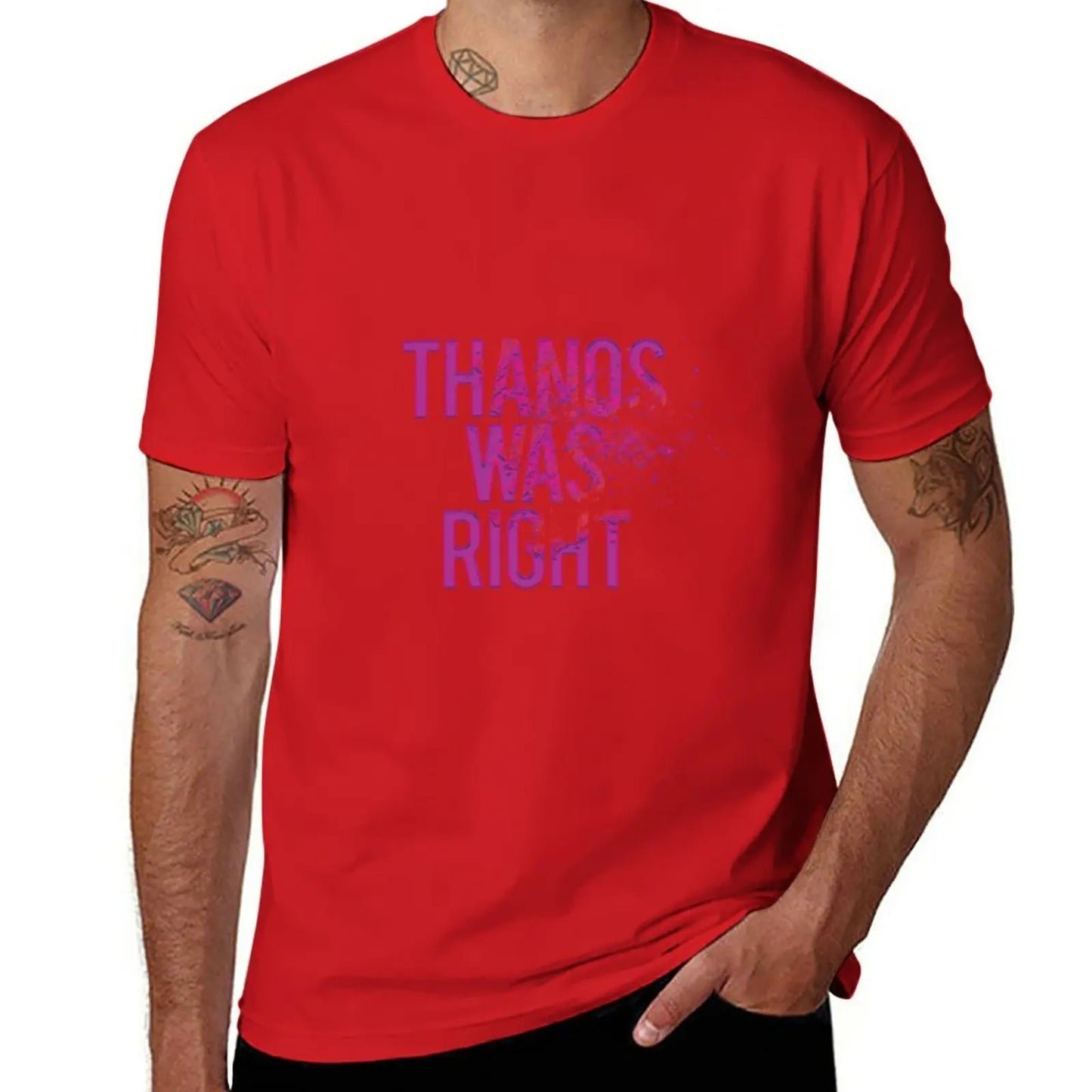 Koszulka Thanos Was Right – męska, napis z efektem pyłu