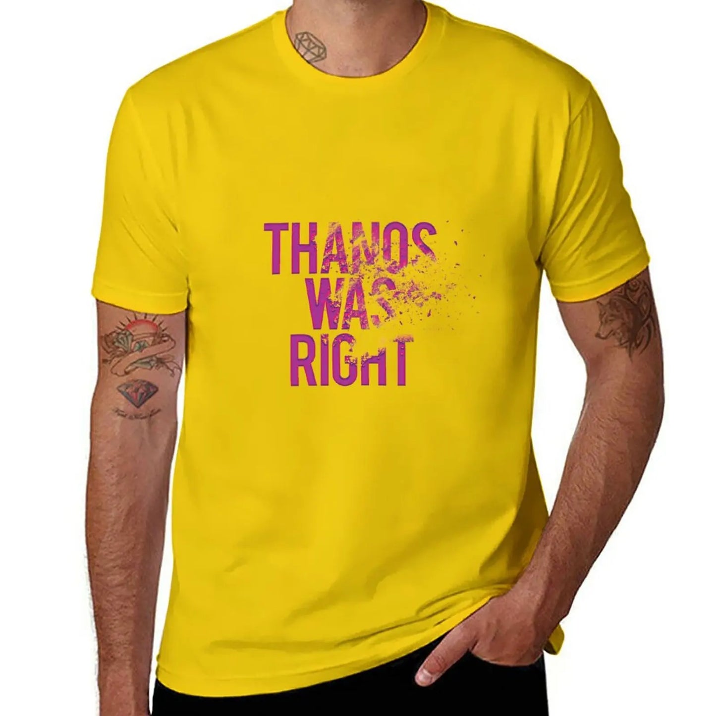 Koszulka Thanos Was Right – męska, napis z efektem pyłu