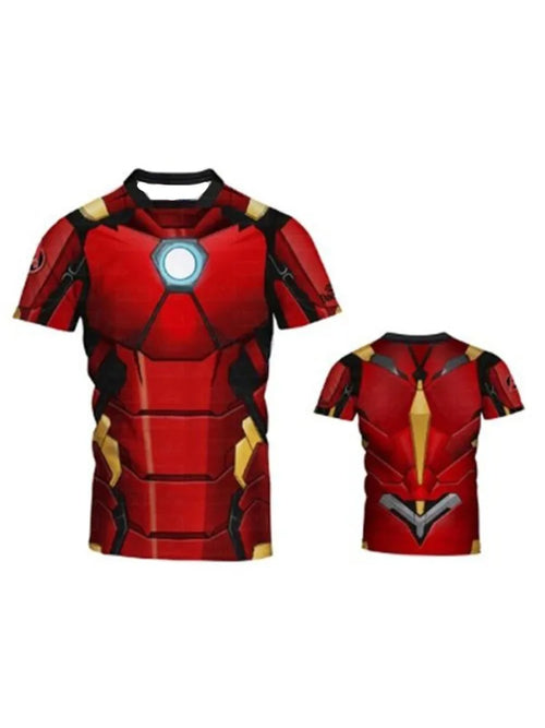 Koszulka kompresyjna Avengers Iron Man – czerwono-złoty reaktor na klatce piersiowej