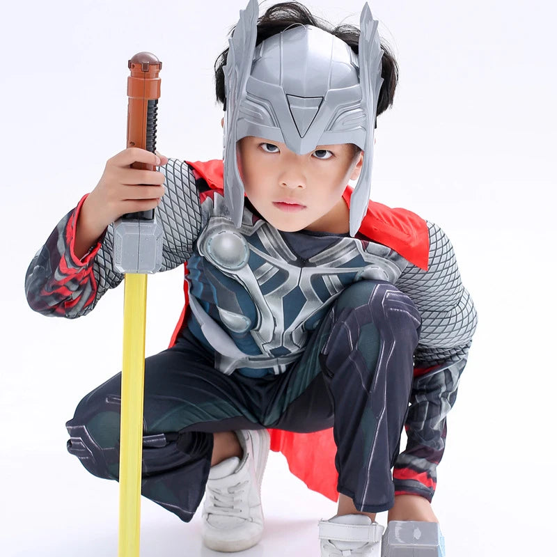 Kostium Avengers Thor — dziecięcy cosplay z młotem i hełmem