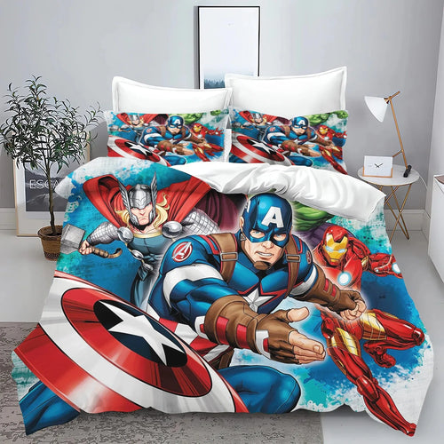 Poszwa na kołdrę Avengers — komiks, niebieskie tło i rozpryski