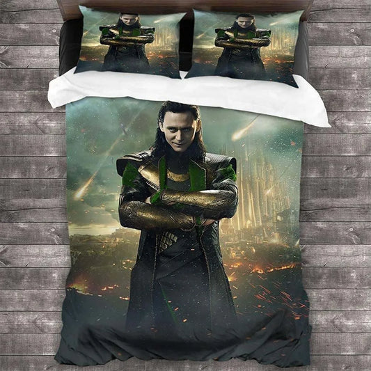 Poszwa na kołdrę Avengers Loki — skrzyżowane ramiona, miasto Asgardu