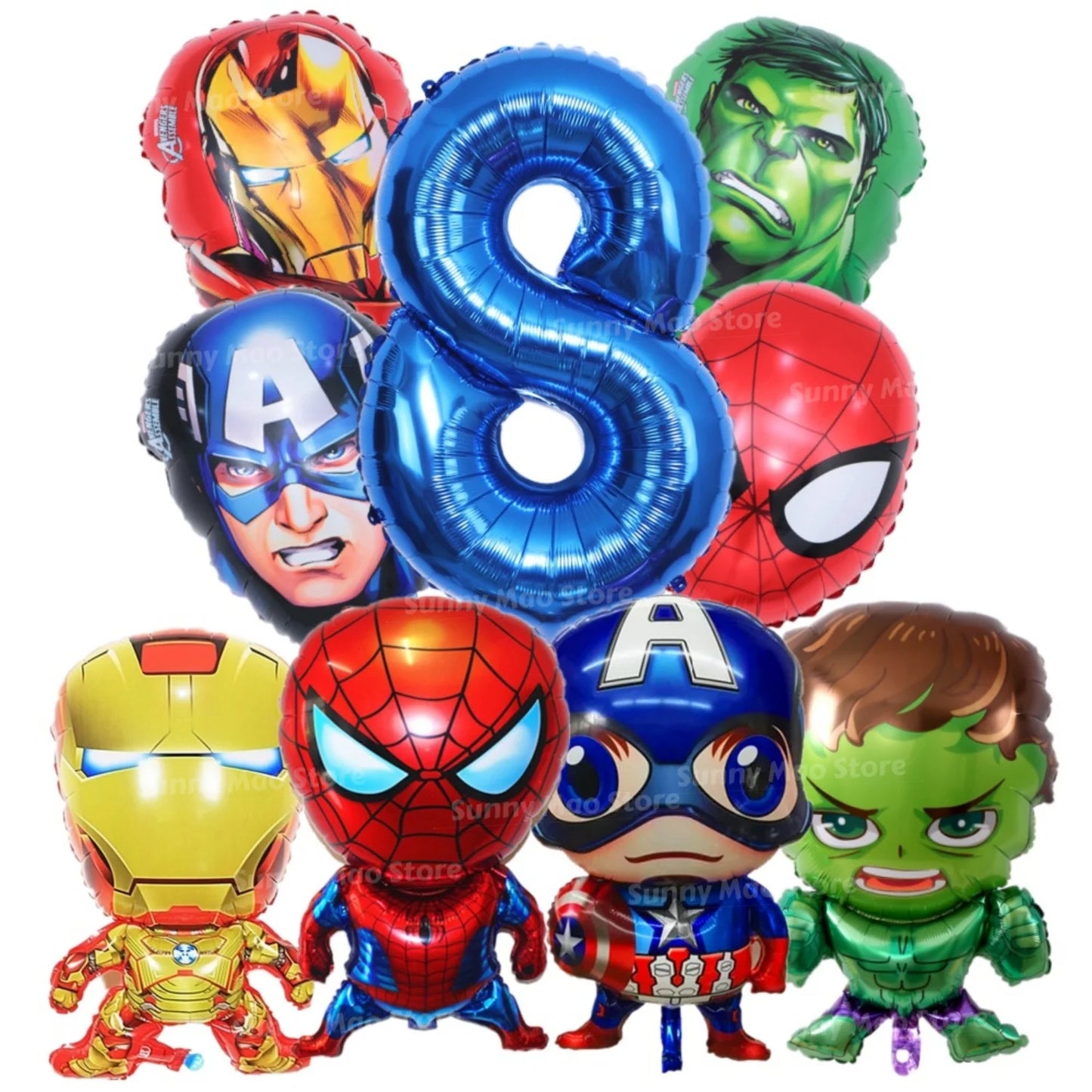 Zestaw dekoracji urodzinowych Avengers – balony z cyframi Iron Man Spider-Man