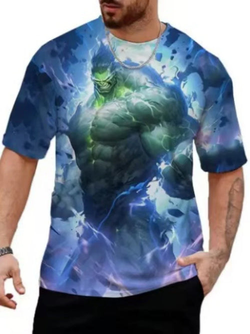 Męski T-shirt 3D Hulk – niebieska elektryczna burza