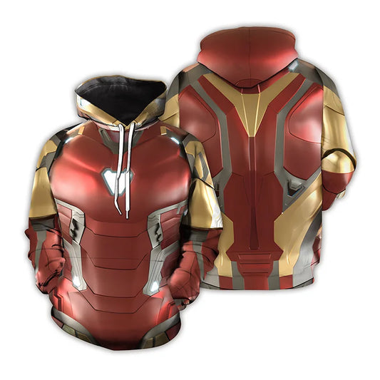 Bluza z kapturem Iron Man – nadruk 3D czerwono-złotej zbroi