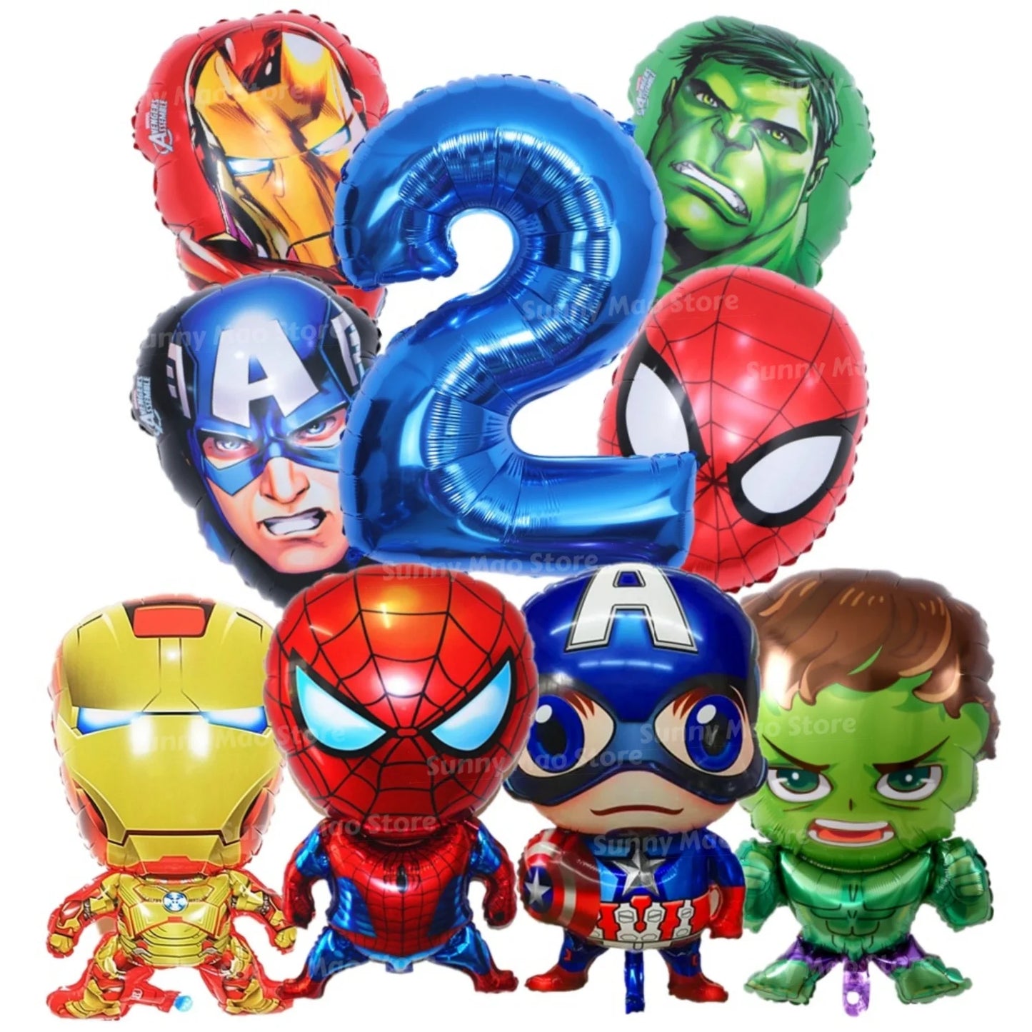 Zestaw dekoracji urodzinowych Avengers – balony z cyframi Iron Man Spider-Man