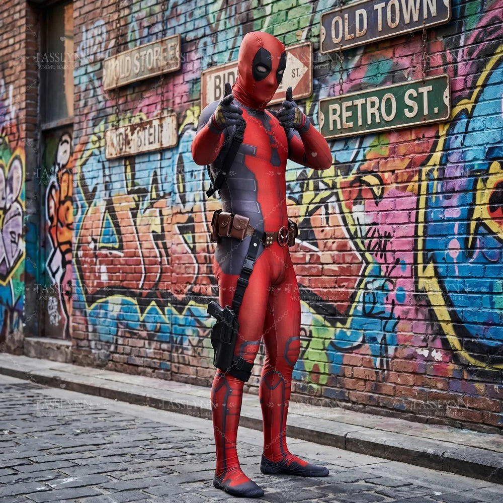 Kompletny kostium cosplay Deadpoola – katany, maska i pas, dla dorosłych
