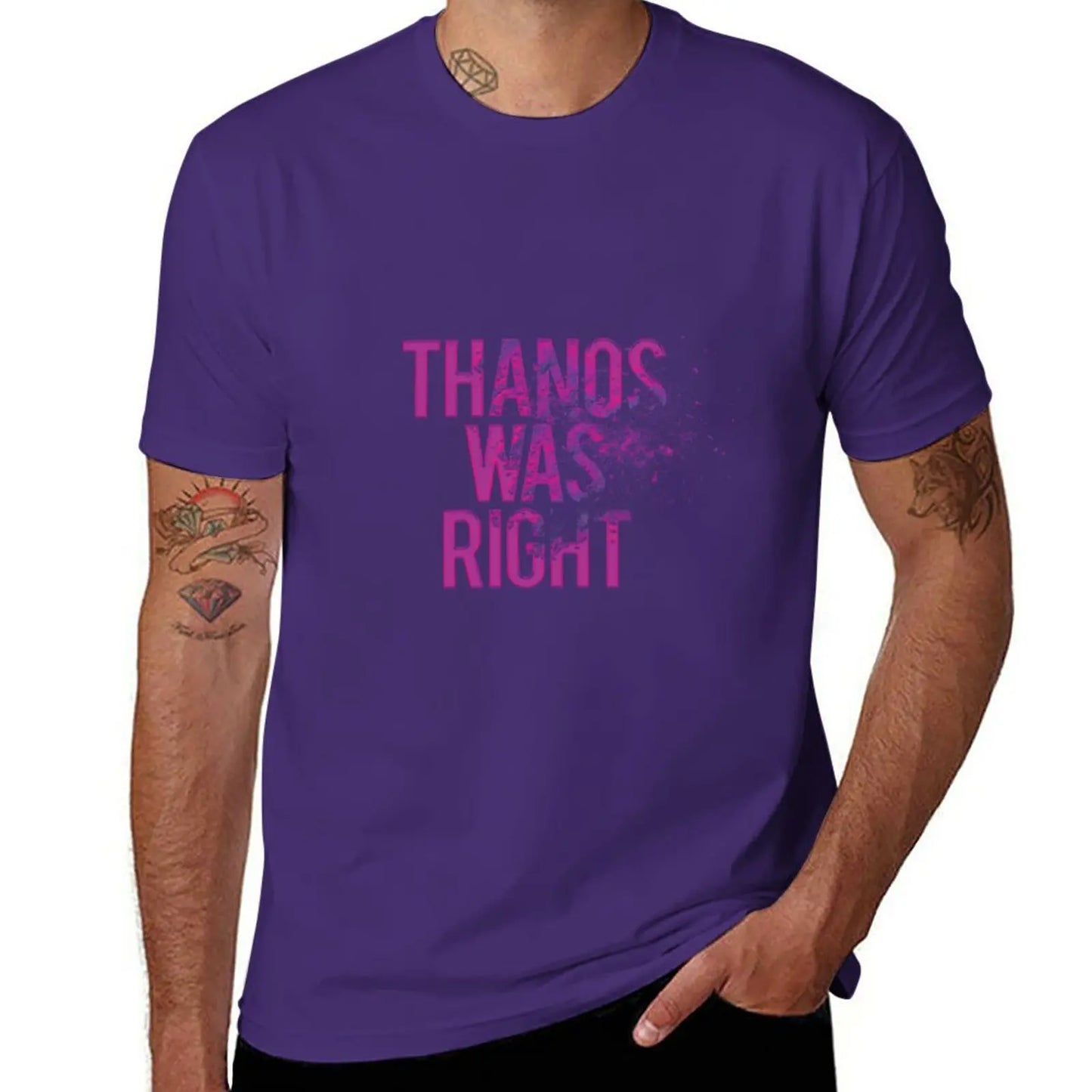 Koszulka Thanos Was Right – męska, napis z efektem pyłu
