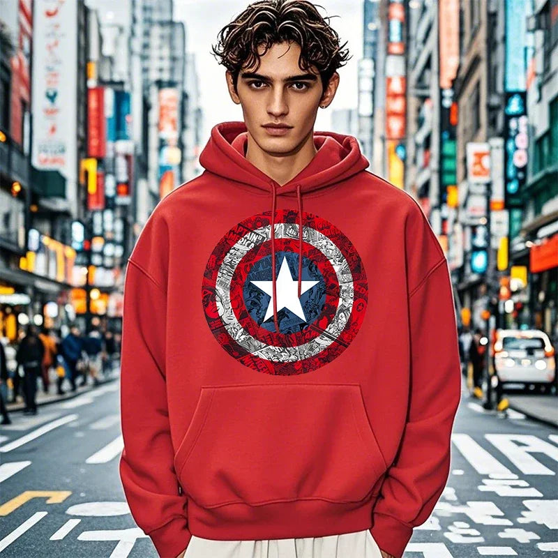 Bluza z kapturem Captain America – tarcza w stylu komiksowym