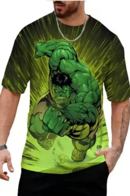 Męska koszulka 3D Hulk – zielona pięść z efektem rozbryzgu