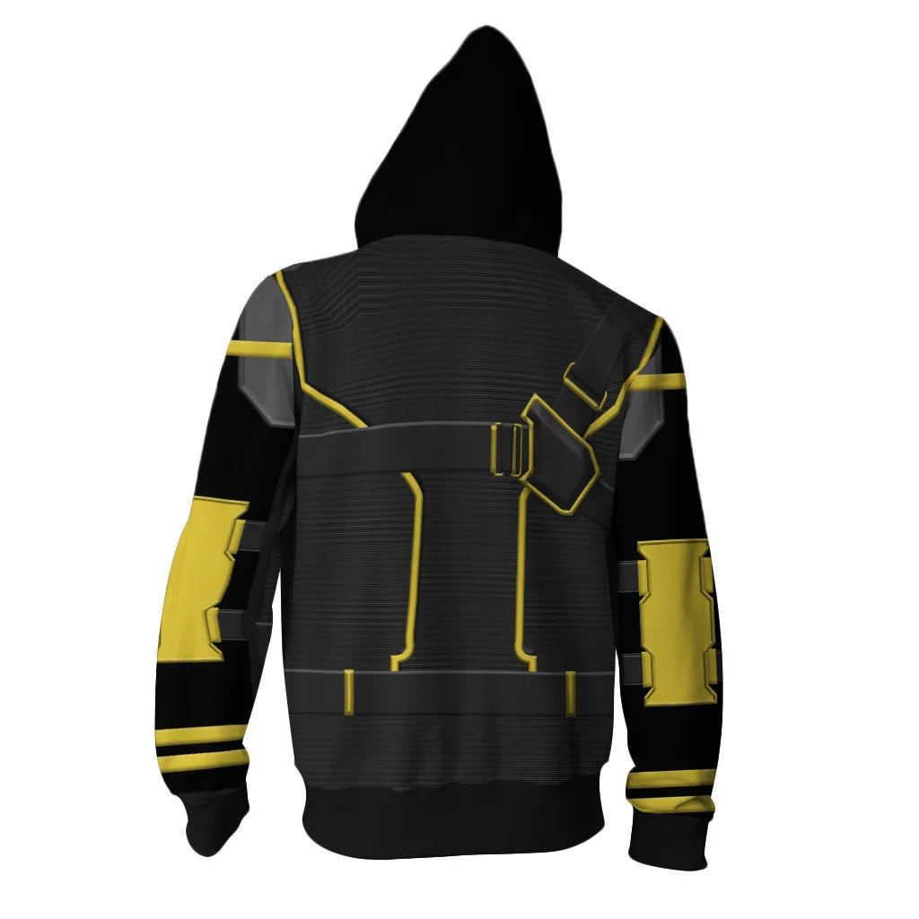 Bluza z kapturem Hawkeye – czarno-żółty wzór kombinezonu kwantowego