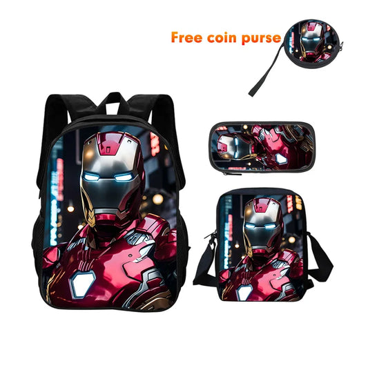 3-częściowy zestaw tornistra Avengers Iron Man – popiersie, neony miasta nocą